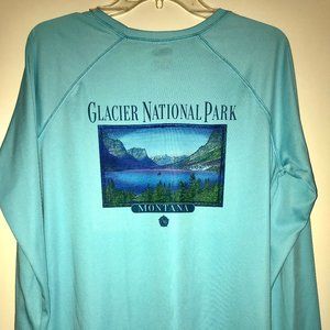 Glacier National Park Long Sleeve Tee Brilliant Turquoise color
